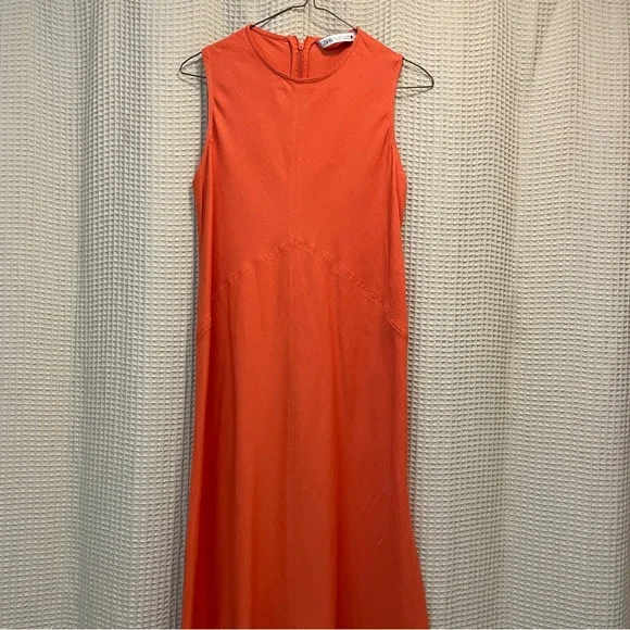 Zara Midi Linen Dress Small - Picture 3 of 5
